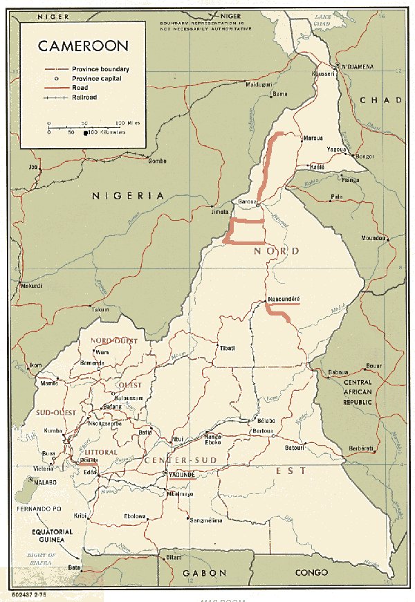 Mapa del Camerun amb l'itinerari seguit.
