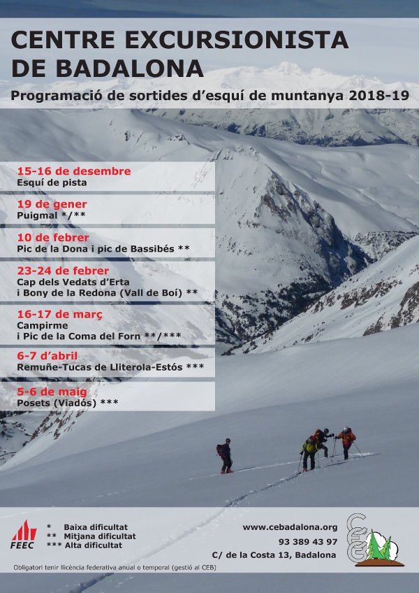 Cicle de sortides d'esquí de muntanya 2018-19