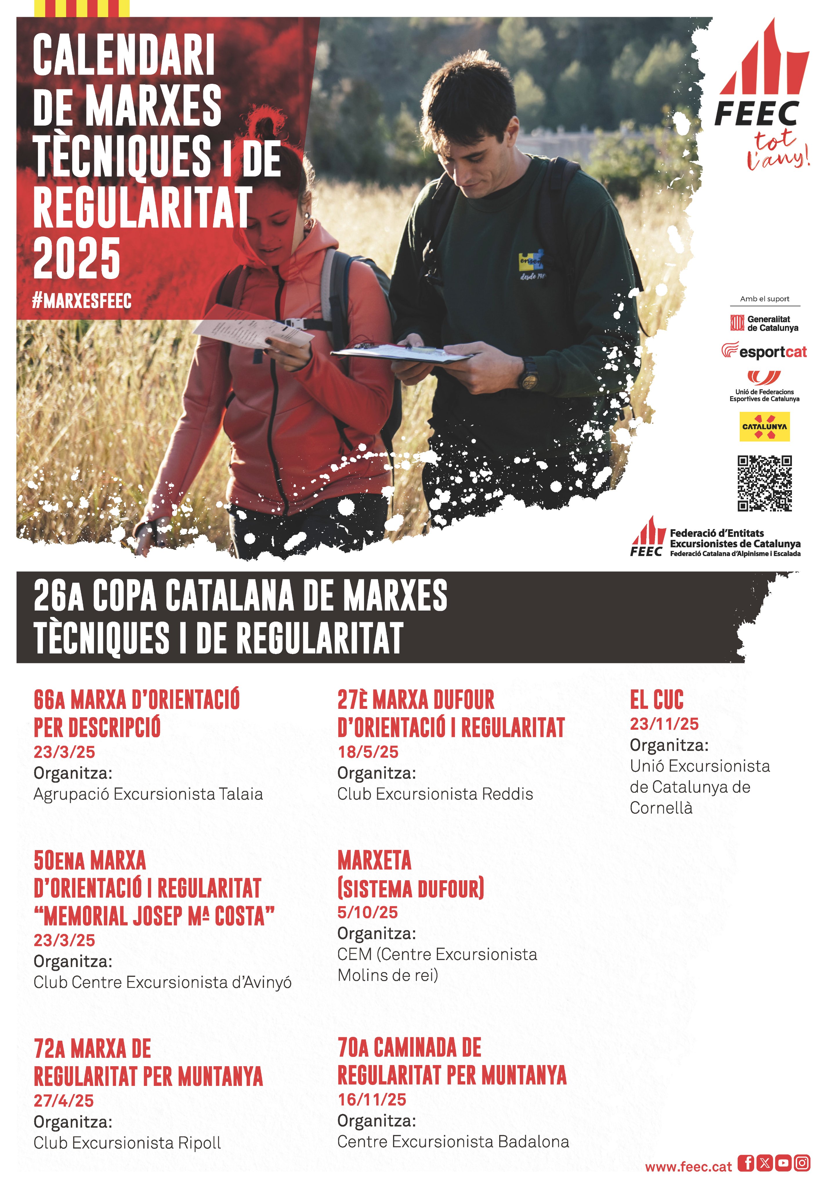 Calendari de la 26a Copa Catalana de marxes tècniques i de regularitat