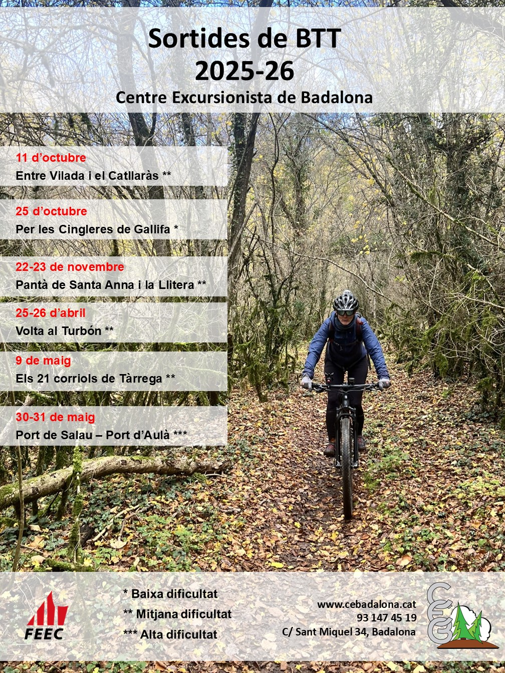 Programa de les activitats BTT de la temporada 25/26