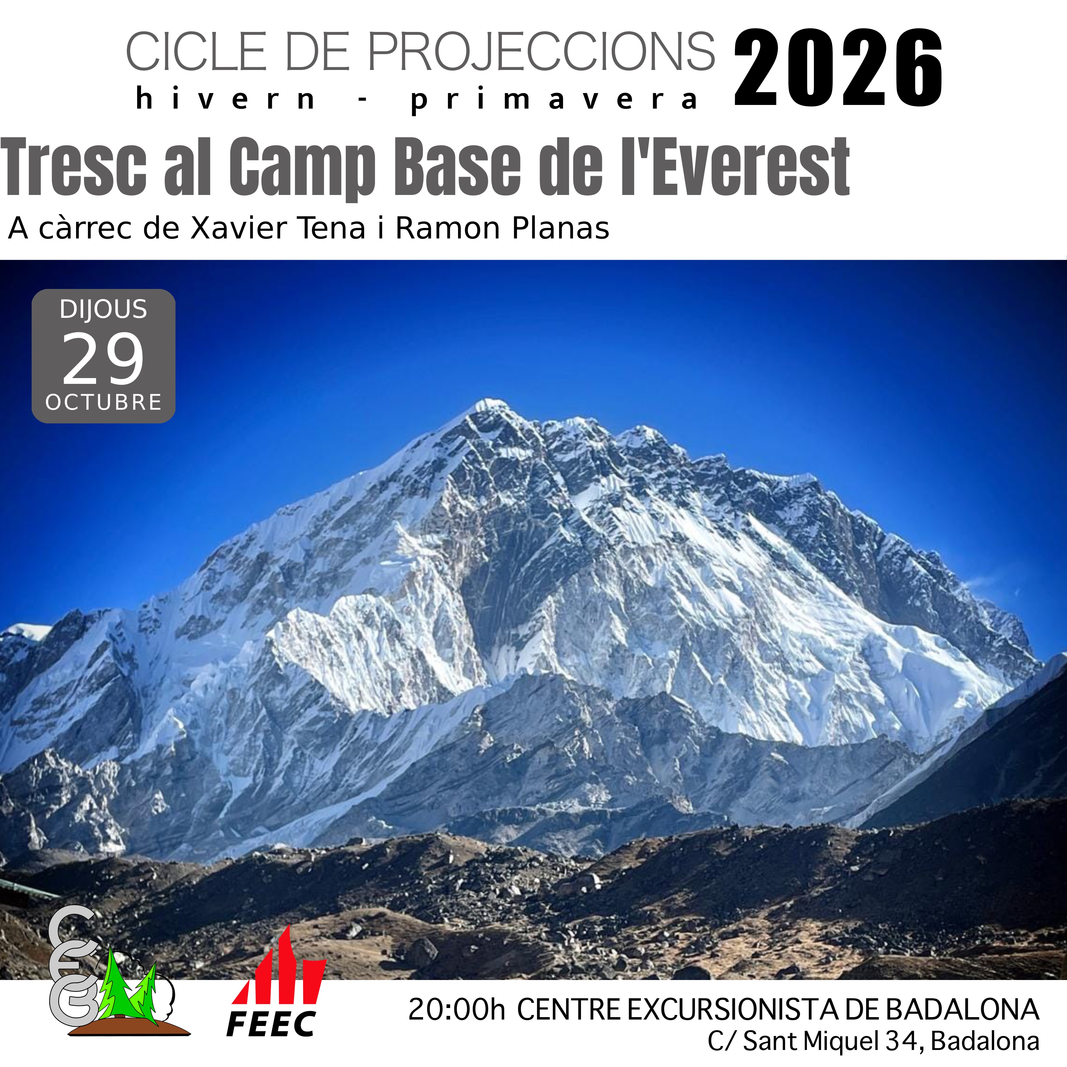 Projecció "Tresc al camp Base Everest", el 29 d'octubre