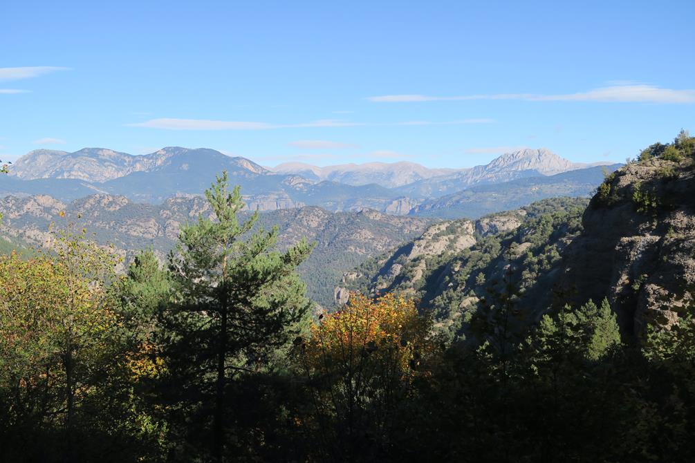 Des del Serrat del Grau: Pedraforca, Cadí i Cap del Verd.