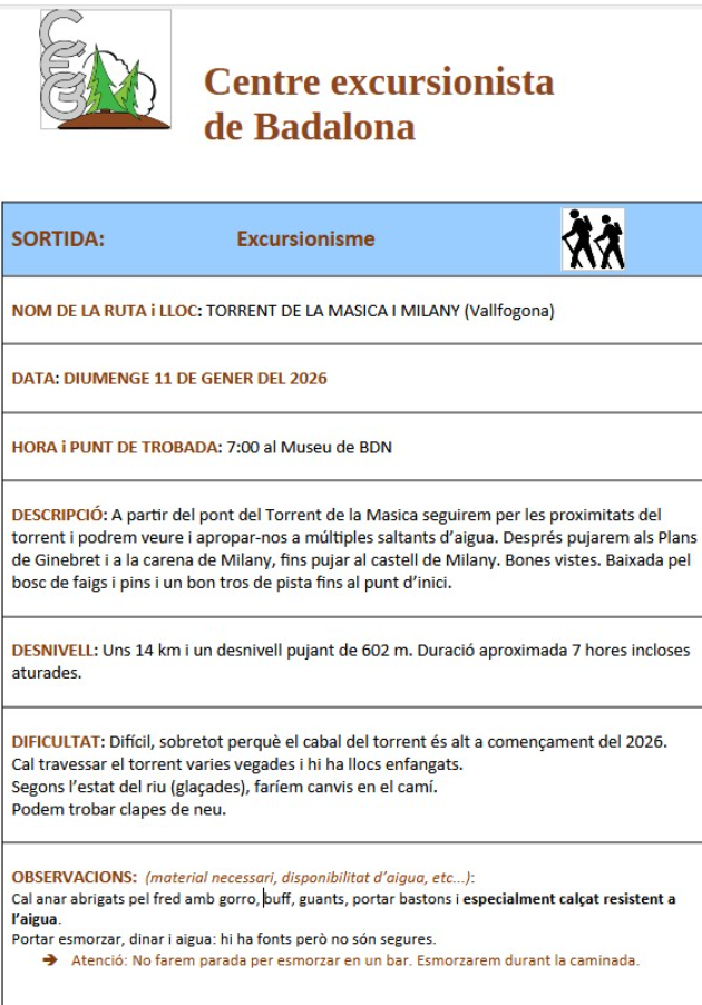 5a sortida d'Excursionisme. 11 gener. Torrent de la Masica (Ripollés)