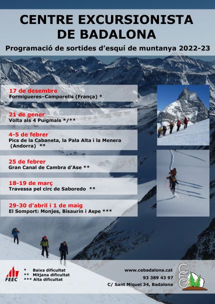 Programació sortides esquí de muntanya 2022-2023 